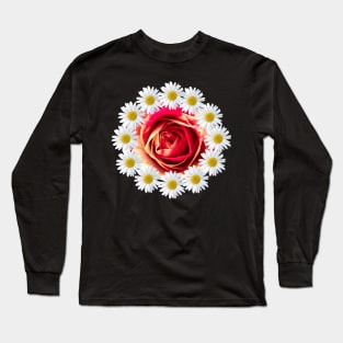 Roses Flower Daisy Pattern Floral blossom bloom Long Sleeve T-Shirt